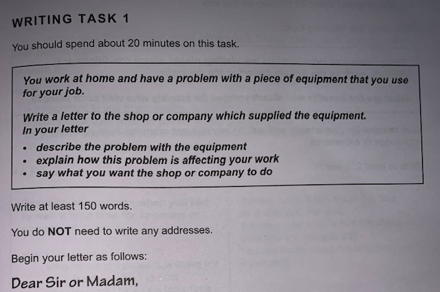 Ielts General Task 1