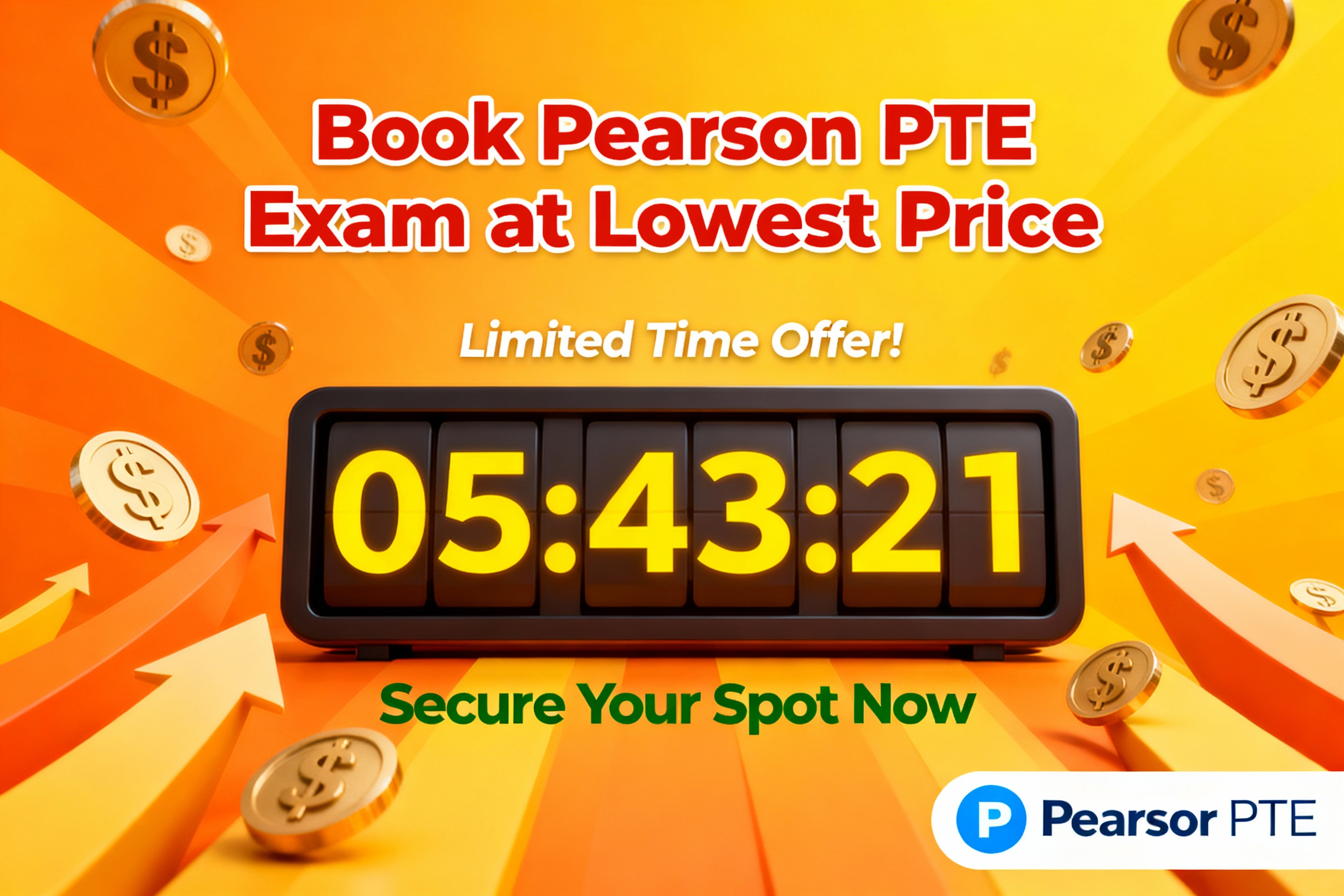 Book your Pearson PTE Exam at Lowest Price Today !!! Hurry