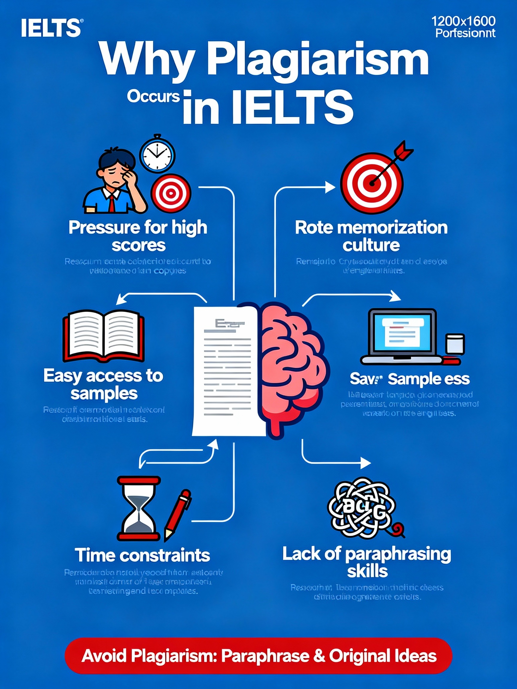 Plagiarism in IELTS, Discover the main reasons plagiarism occurs in IELTS writing, from exam pressure to poor paraphrasing skills, and learn practical tips to stay original and avoid score penalties