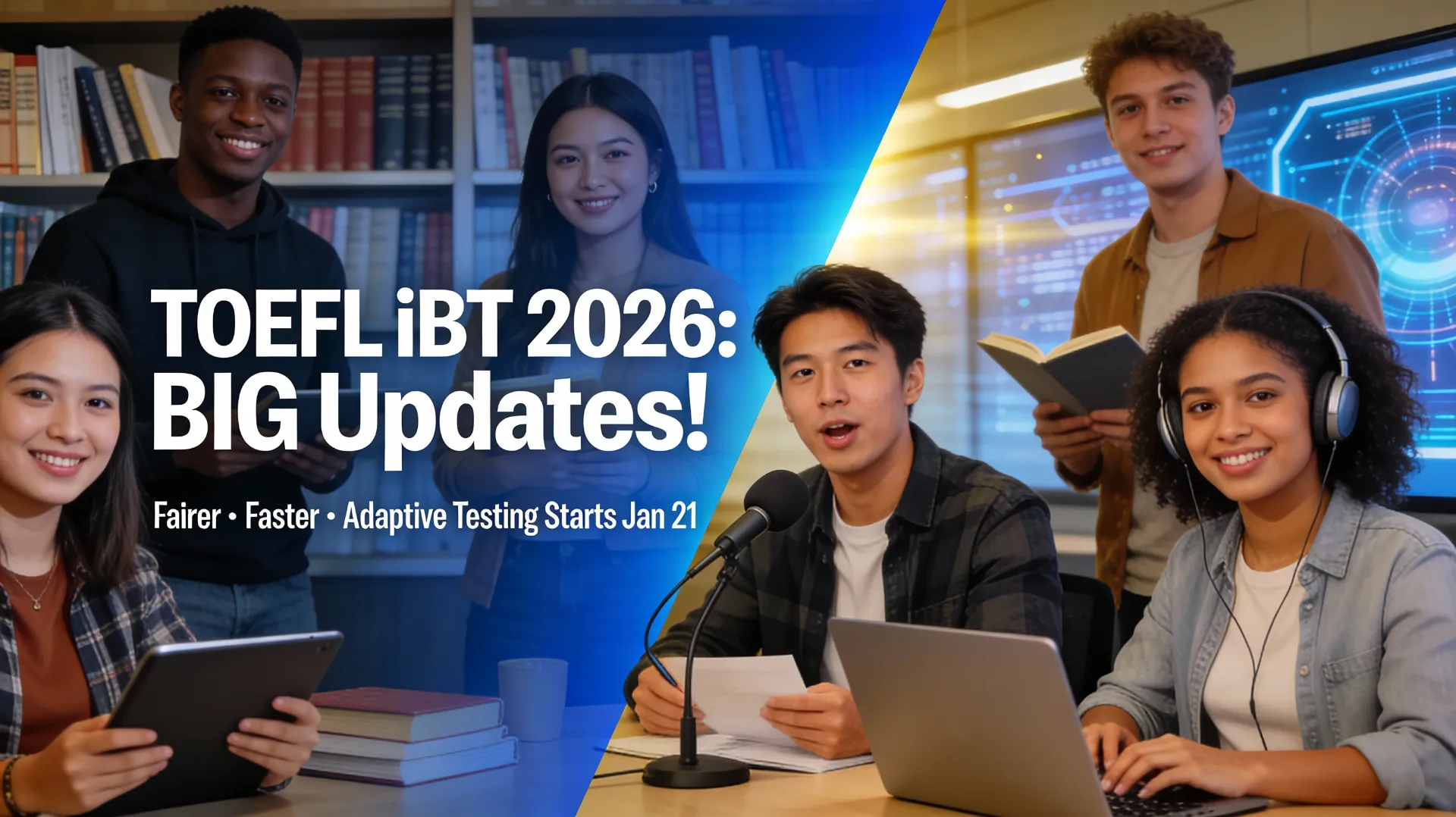 TOEFL iBT test updates starting January 21, 2026, bring fairer, agile testing with multistage adaptive sections, faster scores, and practical topics for reading, listening, speaking, and writing—ideal for teachers preparing students.